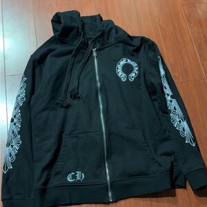 Chrome Hearts Horseshoe Floral
Cross Sleeve Zip Up Hoodie
